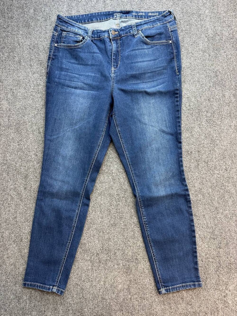 Crown & Ivy Curvy Women’s Skinny Jeans Size 16W Regular Medium Wash Denim